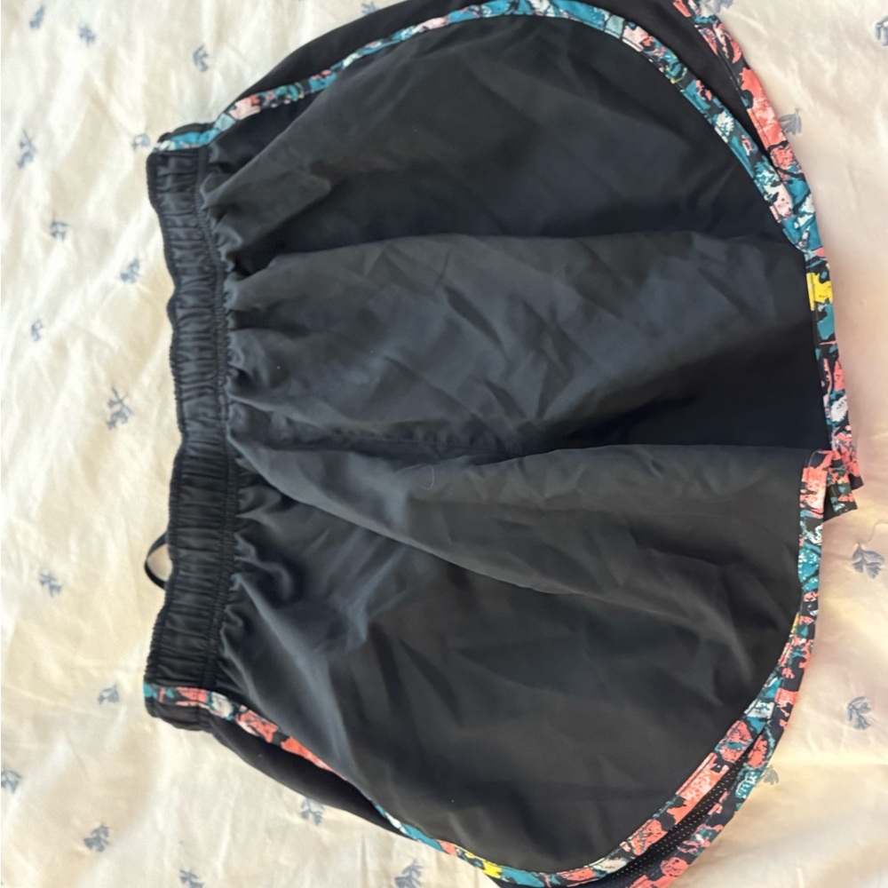 Nike Black Athletic Shorts with Floral Trim
